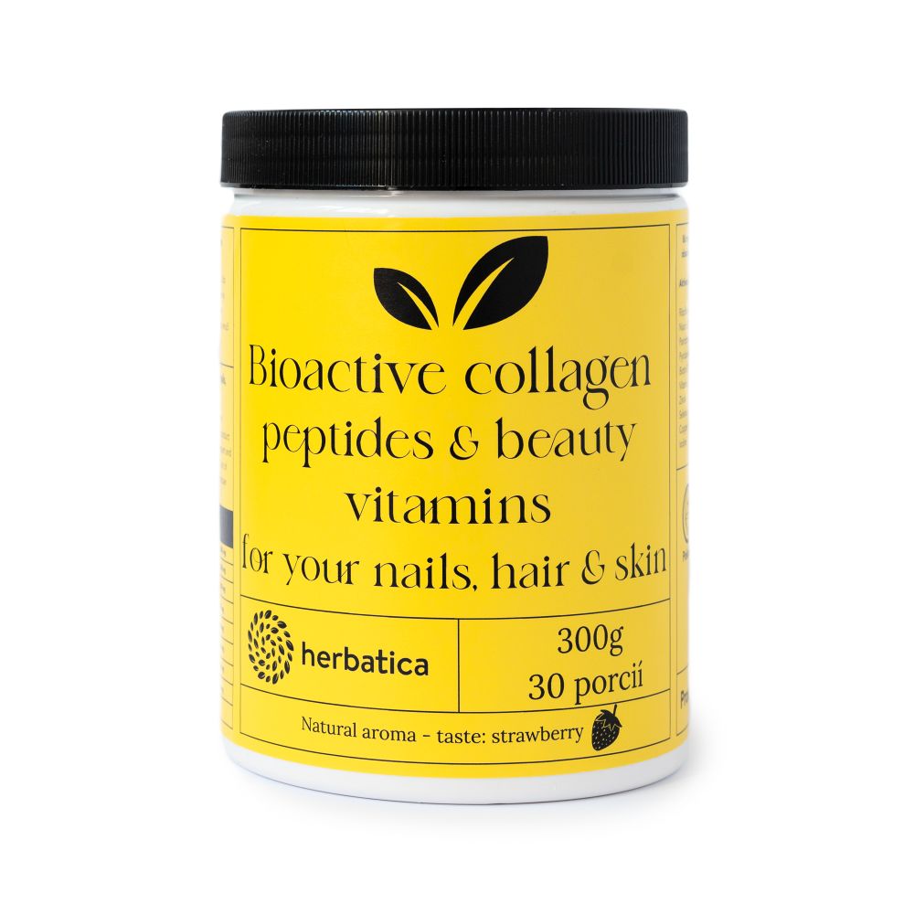 Bioaktívny kolagén s peptidmi a vitamínmi pre krásu, nechty, vlasy a pokožku - 300g - Herbatica Príchuť: Jahoda